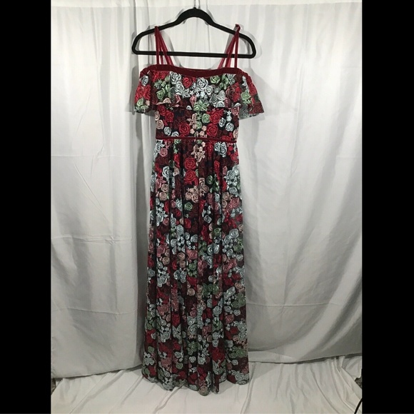 NWT $1,190 ZAC Zac‎ Posen Rosette Embroidered Off-the-Shoulder Gown [SZ 4 ] - Picture 6 of 8